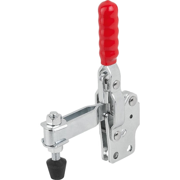 Toggle Clamp, Vertical Foot, Std, F2=2400, Adj Clamping Spind M08X63, Steel Electro Zinc-Plated,